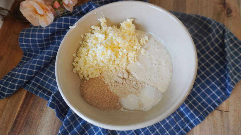 sourdough cobbler topping in a bowl